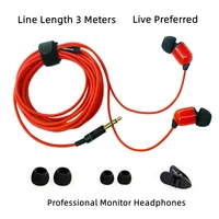 monitor earphones 3 meters long cable super bass in ear earbuds wired earpiece mp3 for professional dj live streaming monitoring
