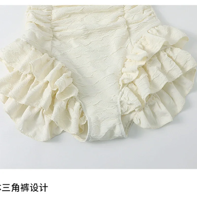 Y2K бежевый цельный купальник милые девушки с высокой талией без рукавов для