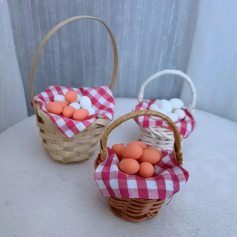 1 Набор миниатюрная корзина для кукольного домика в красную клетку рамка кухни