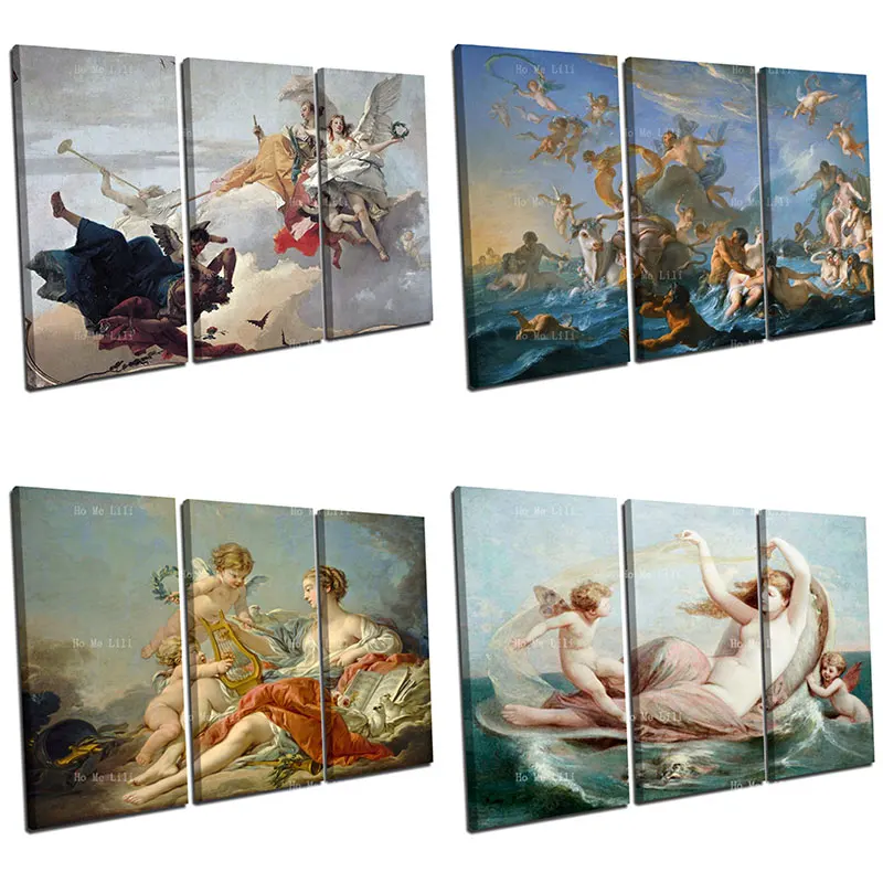 Greek Mythology Canvas Wall Art Allegory Of Virtue And Nobility Kidnap Europa Angel And Venus Religion Painting Unique Gifts
