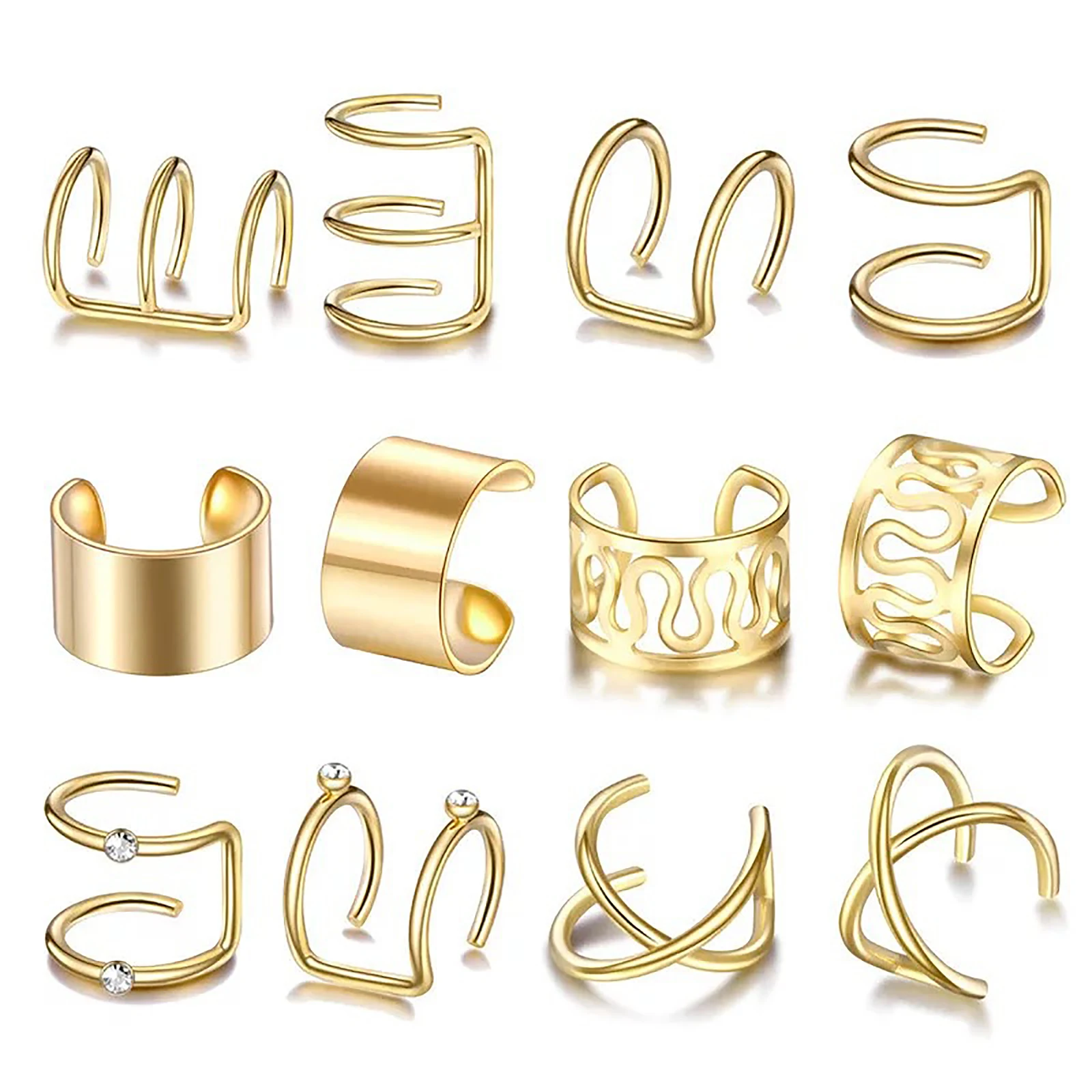 

Multilayer Women Ear Cuffs Set, NON PIERCED,Helix Piercing
