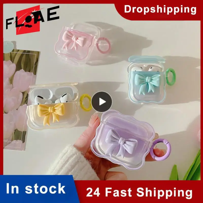 

3d Airpods 3 Earphone Case Fashion Cute Airpods1 /2 Headphone Protective Cover Candy Color Bowknot Earphone Case Gradient Wavy