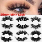 Норковые ресницы 1 пара, 25 мм, натуральные длинные ресницы, кластеры, ресницы, завитые, пушистые, Лисий глаз, накладные ресницы, 3D ресницы для быстрого наращивания
