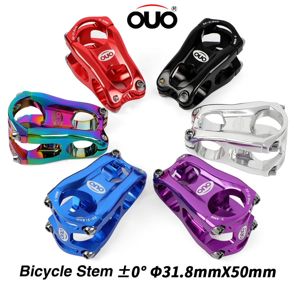 OUO CNC Bicycle Stem MTB Mountain Bike Handlebar Stem 31.8x50mm 0 Degree Aluminum Mtb Power Cycling Accessories Bicycl Parts