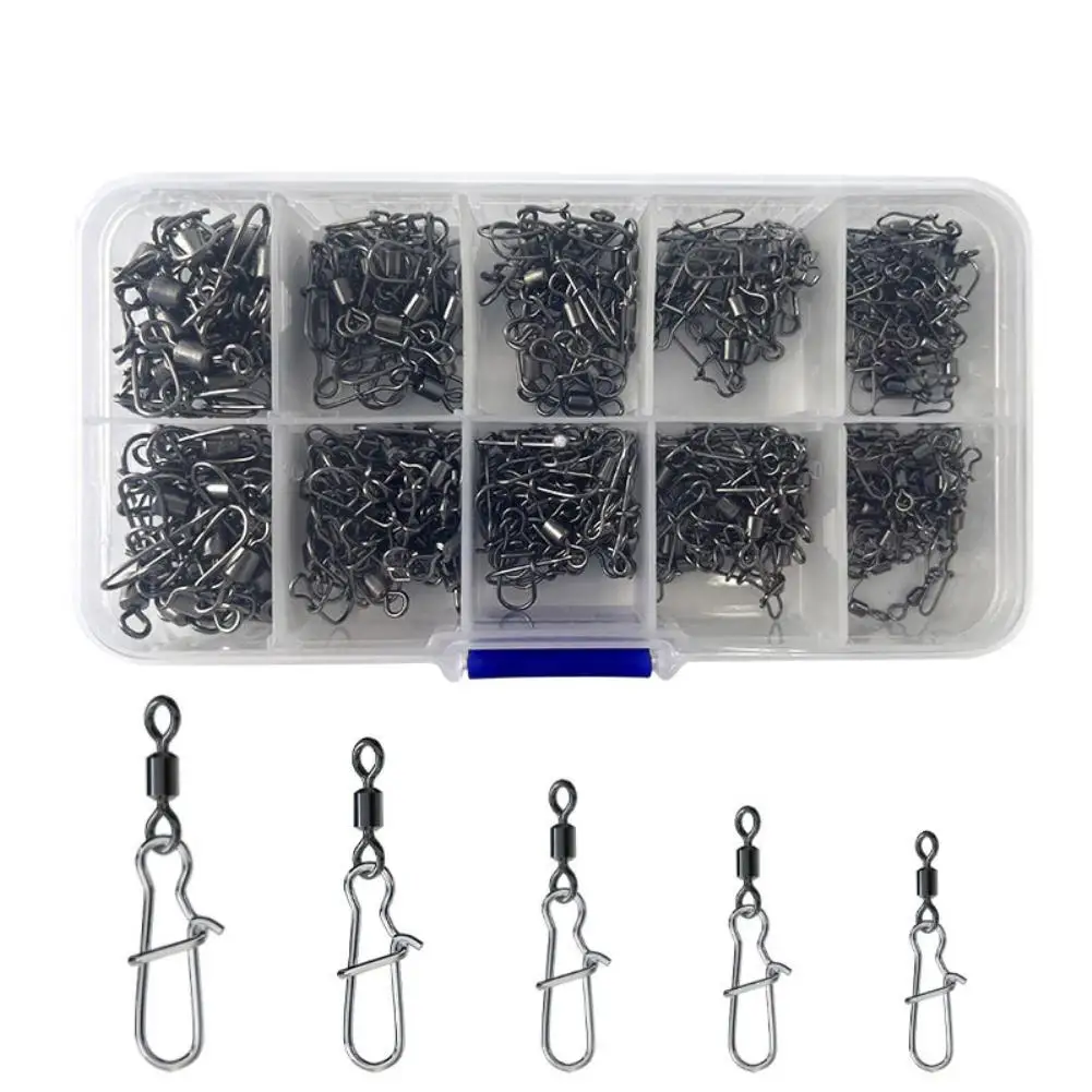 

210pcs Fishing Swivels With Snaps Set High Strength Fishing Line Connector Fishing Tackle Kit For Saltwater Freshwater