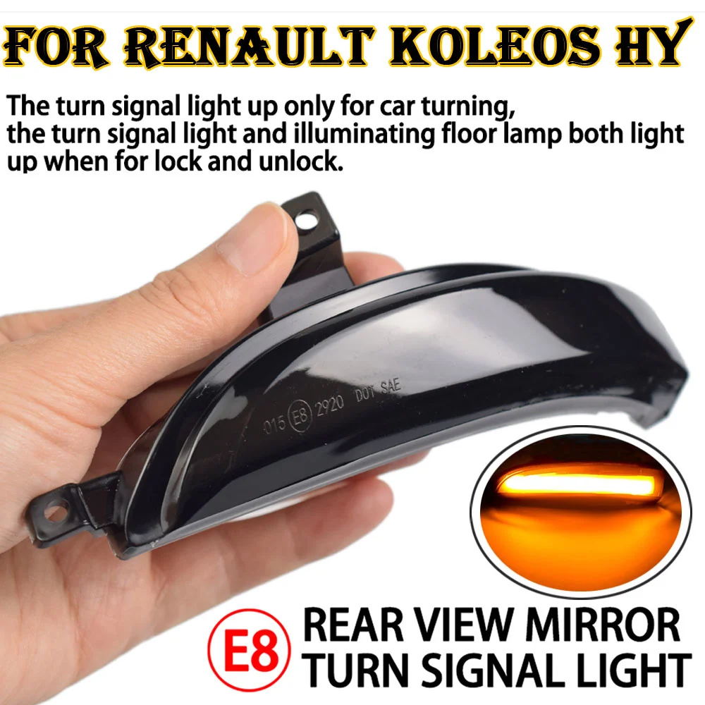 

Turn Signal Light LED Dynamic Sequential Lamp For Renault Koleos HY 2011-2017 1st Gen. Facelift Model Mirror Blinker Indicator