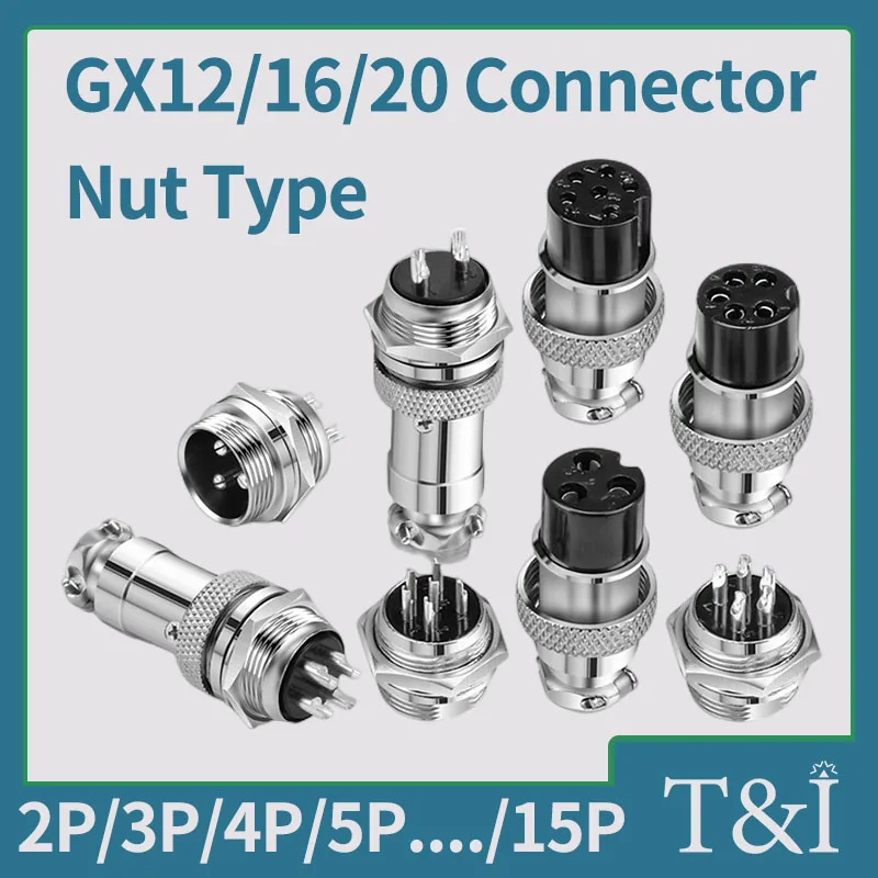 

5-100 Sets GX12 GX16 GX20 Nut Panel Circular Connector Aviation Electric Cable Terminal Fixed Core Air Plug Socket Male Female