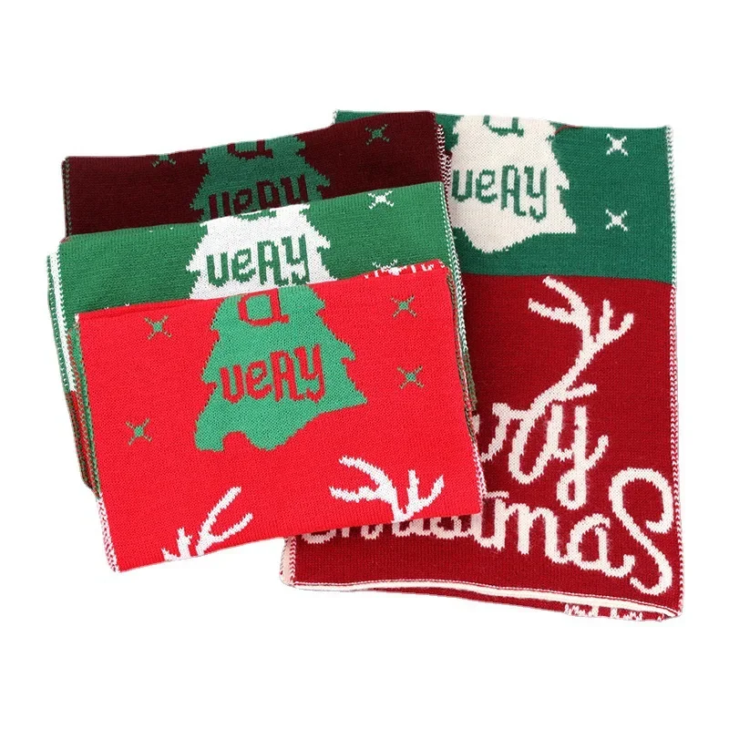 Красный шарф с рождественскими рогами новый осенне-зимний утолщенный теплый