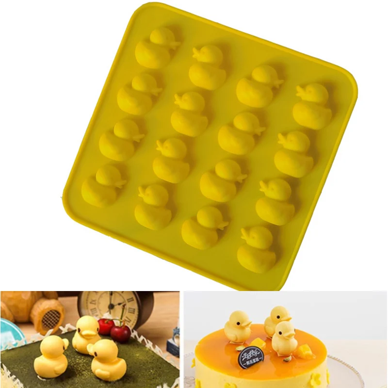 

Cute Duck 16 Cavity Silicone Mold Chocolate Cookie Pudding Mold Ice Cream Baking Pan Pastry Tool Home Cake Decorating Tools