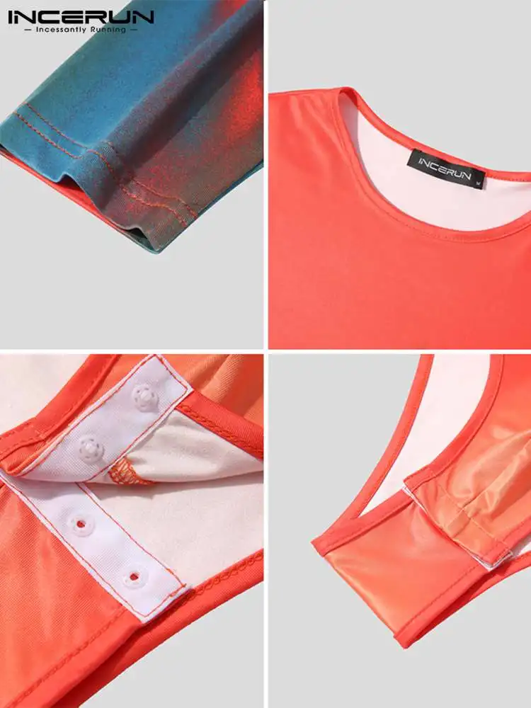 INCERUN Fashion New Men's Hot Sale Onesies Long Sleeve Comeforable Rompers Male Sexy Casual Breathable Mesh Bodysuits S-5XL 2023