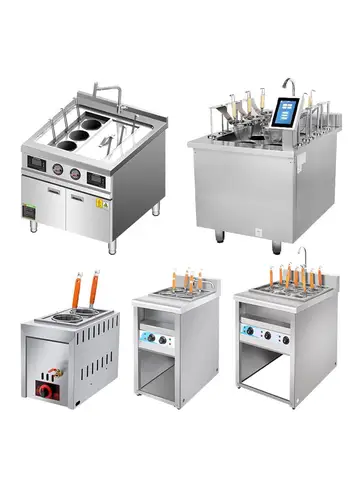 Factory Auto Lift Electric Pasta Cooker Noodle Induction Natural Gas Boiler Commercial Convection 9 6 Hole With Cabinet For Sale