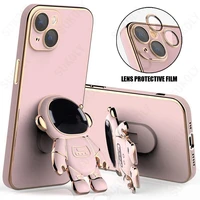 for iphone 13 11 12 pro max mini xs xr x 7 8 plus luxury 3d astronauts invisible holder bracket case lens protective film cover