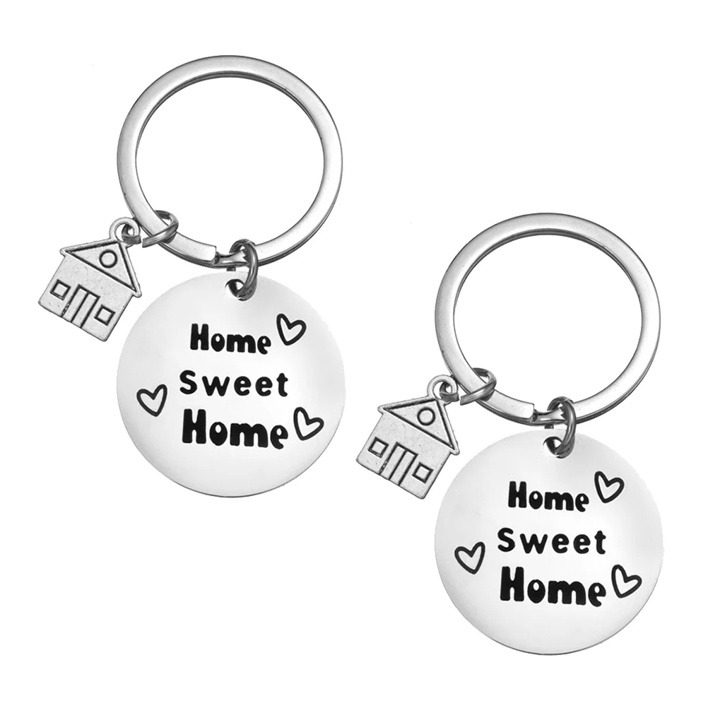 

2pcs Housewarming Gift Ideas Homeowner House Keyring New Home Keychain Metal Couple Keychain New Home 2022 Keychain