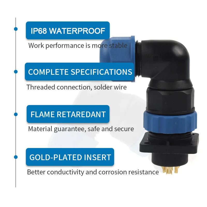 SP28 IP68 4 отверстия квадратный угловой провод соединитель для сварки штекер