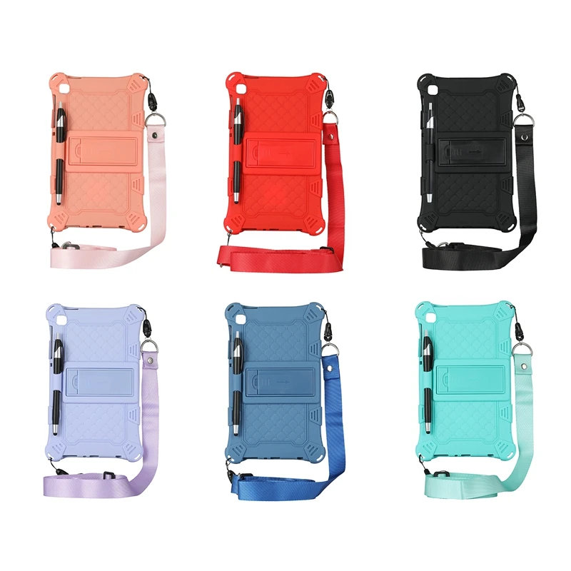 

Силиконовый чехол для планшета Samsung Tab A7 Lite, 8,7 дюйма, 2021 дюйма, T220, T225, подставка для планшета с ручкой и ремешком