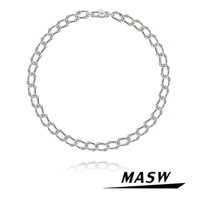

MASW Original Design One Layer Big Chain Necklace Simply Jewelry Neutral Style High Quality Copper Metal Necklace For Women Men