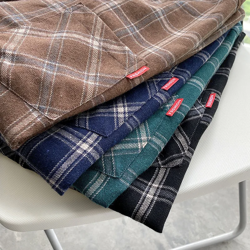 2022 harajuku Plaid Shirt Men Hip Hop Flannel Checked Over Size Shirts High Quality Spring New Oversize Streetwear Retro Blouses
