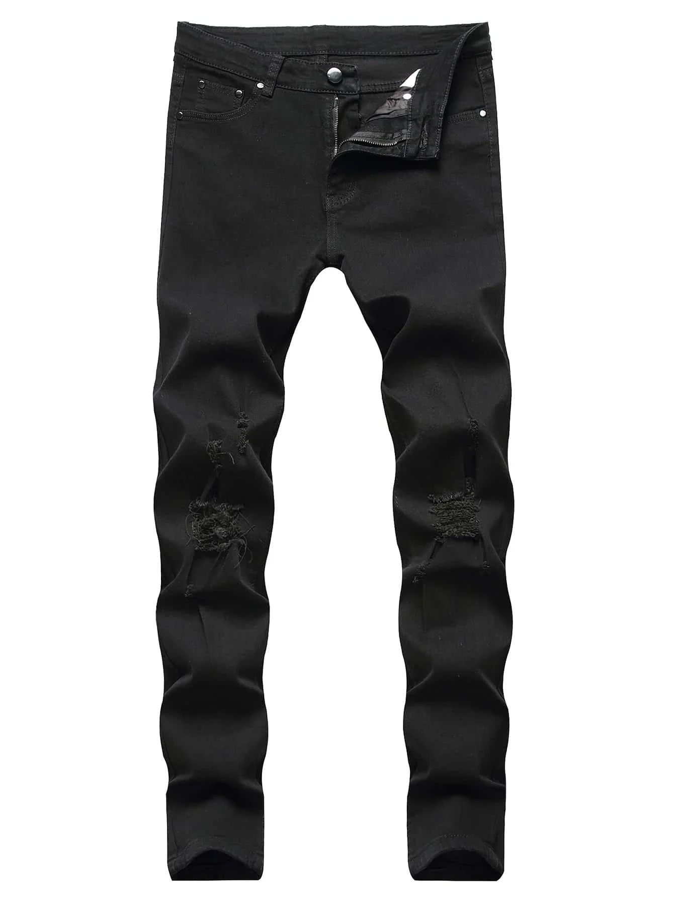 

Men Zipper Fly Ripped Skinny Jeans