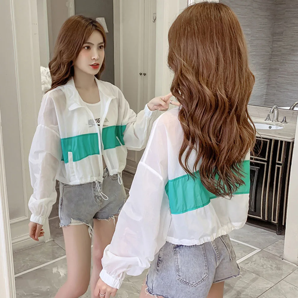 Мода 2022 весна лето женские куртки пальто ветровка Защита от солнца пэчворк цвет