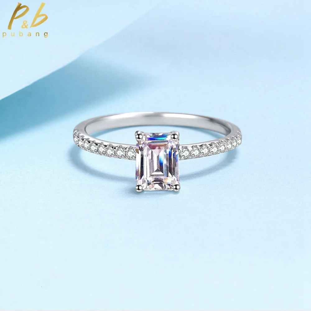 

PuBang Fine Jewelry 925 Sterling Silver Radiant/Emerald Cut Moissanite Classic Diamond Ring for Women Wedding Gift Free Shipping