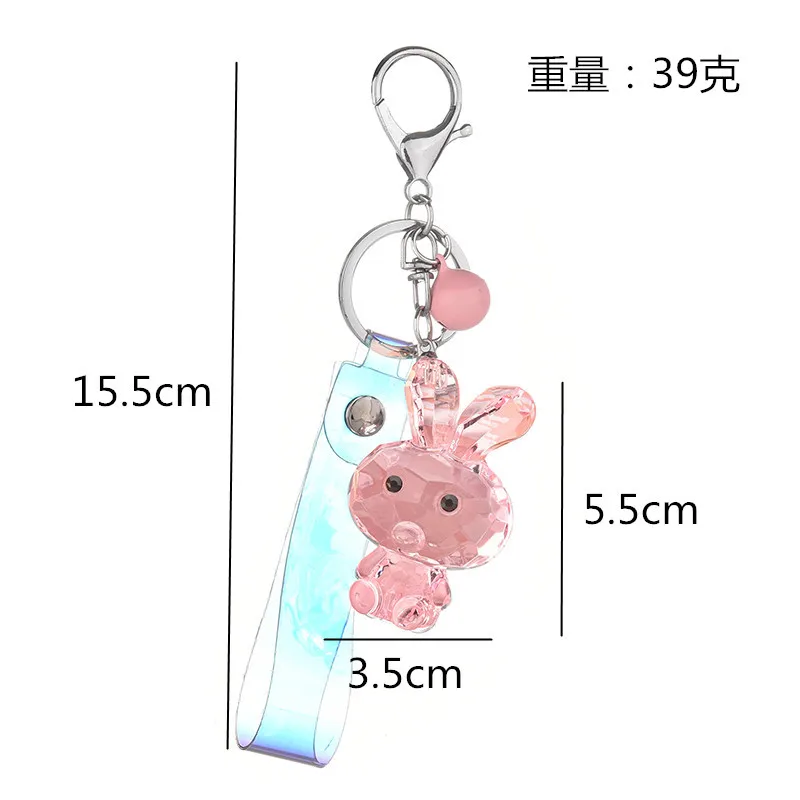 Cute Cartoon Transparent Rabbit Keychain 2021 Trend Fantasy Crystal Bunny Doll Pendant Key Ring Backpack Car Ornaments Gifts |