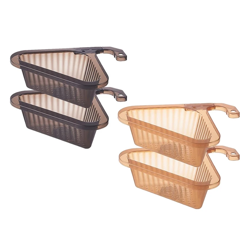 

ABHU Drain Strainer Basket 2 Pcs Adjustable Kitchen Triangle Sink Filter Transparent Corner Sink Drain Basket