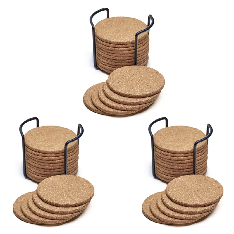 

Natural Cork Coasters With Round 48Pc Set With Metal Holder Storage Caddy – 1/5Inch Thick, Absorbent, Eco-Friendly