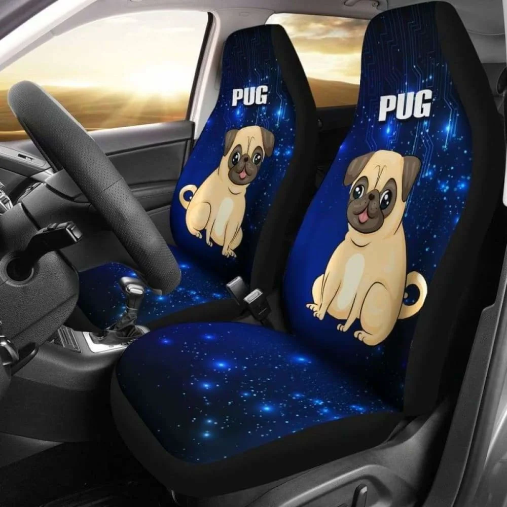 

Pug Car Seat Covers 6 Pack of 2 Universal Front Seat Protective Cover