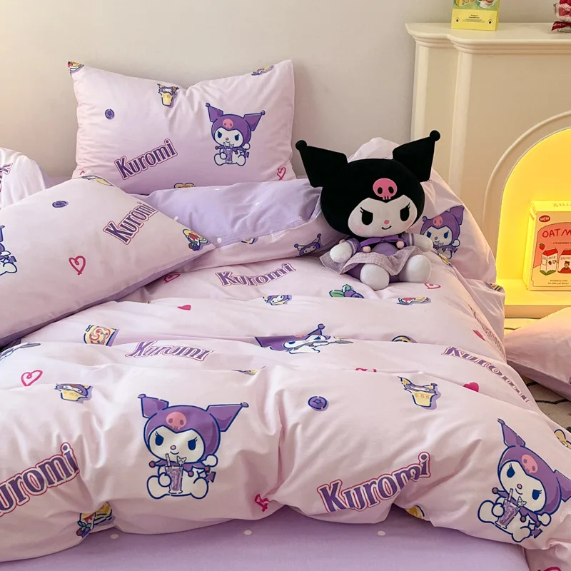 Детский комплект постельного белья Kuromi с мультяшным рисунком милый пододеяльник