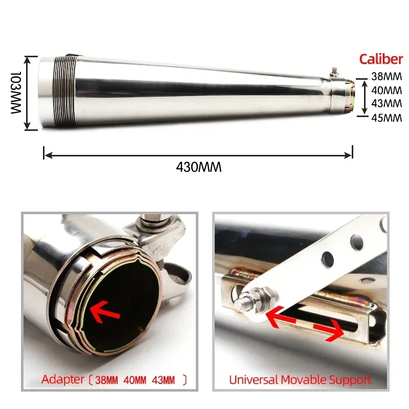 38 40 43 45 мм Универсальный глушитель выхлопа мотоцикла Escape для панк-классического