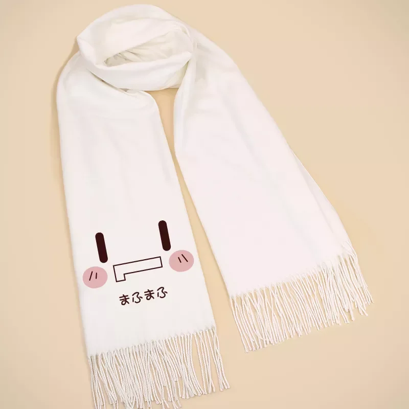 

Nico Community Mafumafu Cosplay White Warm Soft Brushed Scarf With Fringe