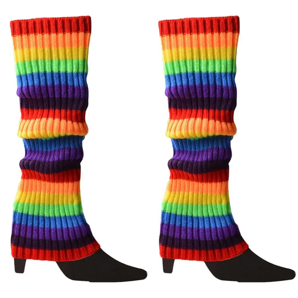 

Lolita Leg Warmers Women Neon Colored Knit Leg Warmers Gothic Hip-hop Rock Sock Long Knee Foot Cover Pile Pile Socks Legwarmers