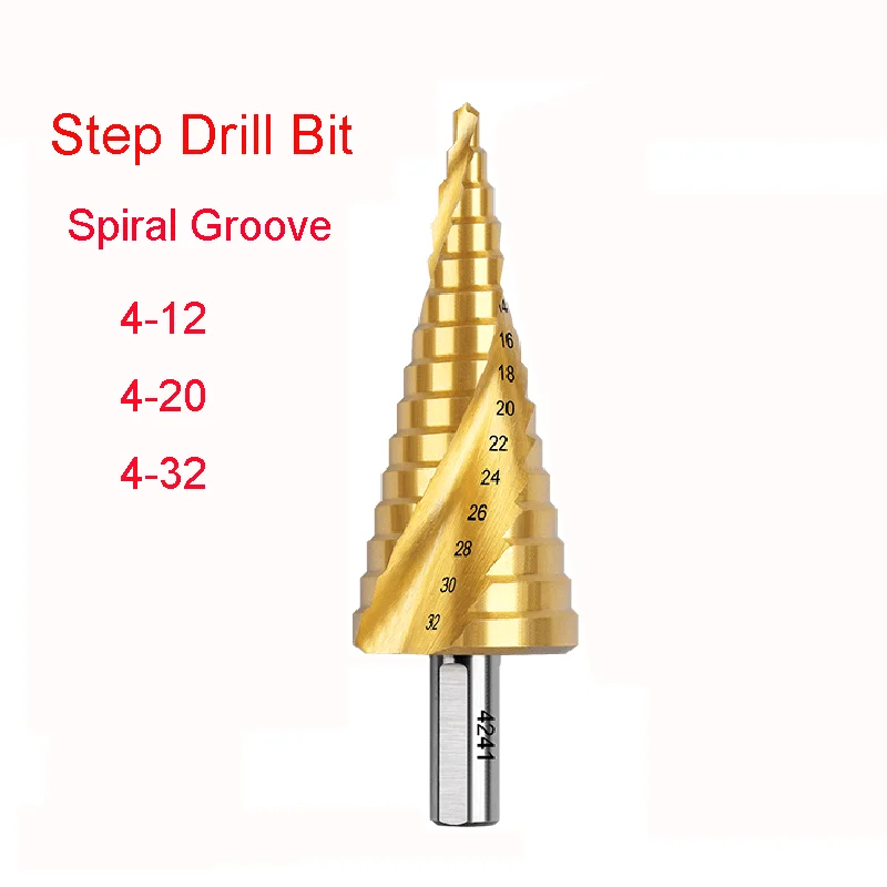 

1Pcs HSS Titanium Coated Step Pagoda Drill Bit Spiral Conical Stage Drill For Metal Wood High Speed Stepped Drill Power Tools