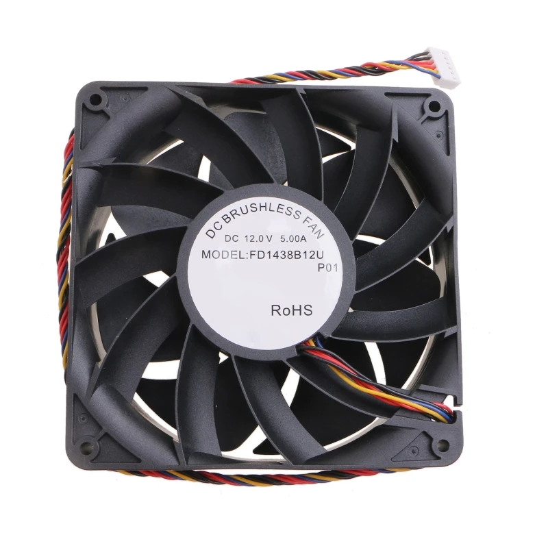 FD1438B12U мощный тихий охлаждающий вентилятор 6 контактов 140x140x38 мм 6000 об/мин для