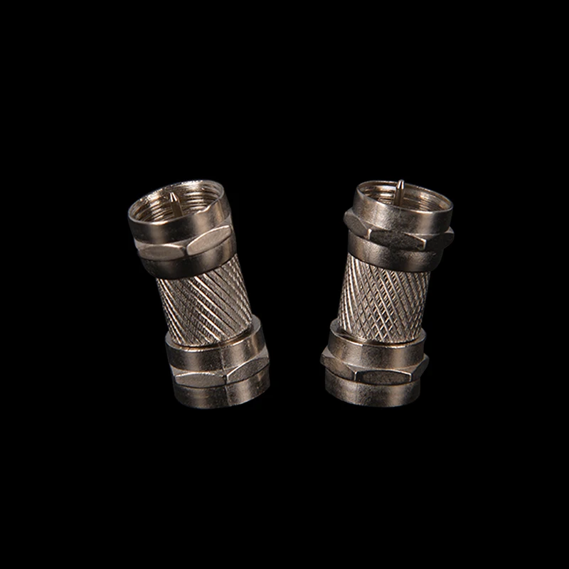 2Pcs Female RF Adapters Silver Zinc Alloy F Type Male Plug Connector Socket To Coax TV Aerial |