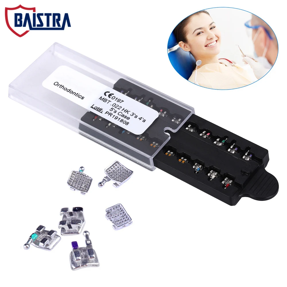 

20Pcs/Set Dental Orthodontic Braces MIM Monoblock Brackets Mini MBT/Roth.022/.018 Hooks 345 Metal Teeth Brace for Dentist Clinic