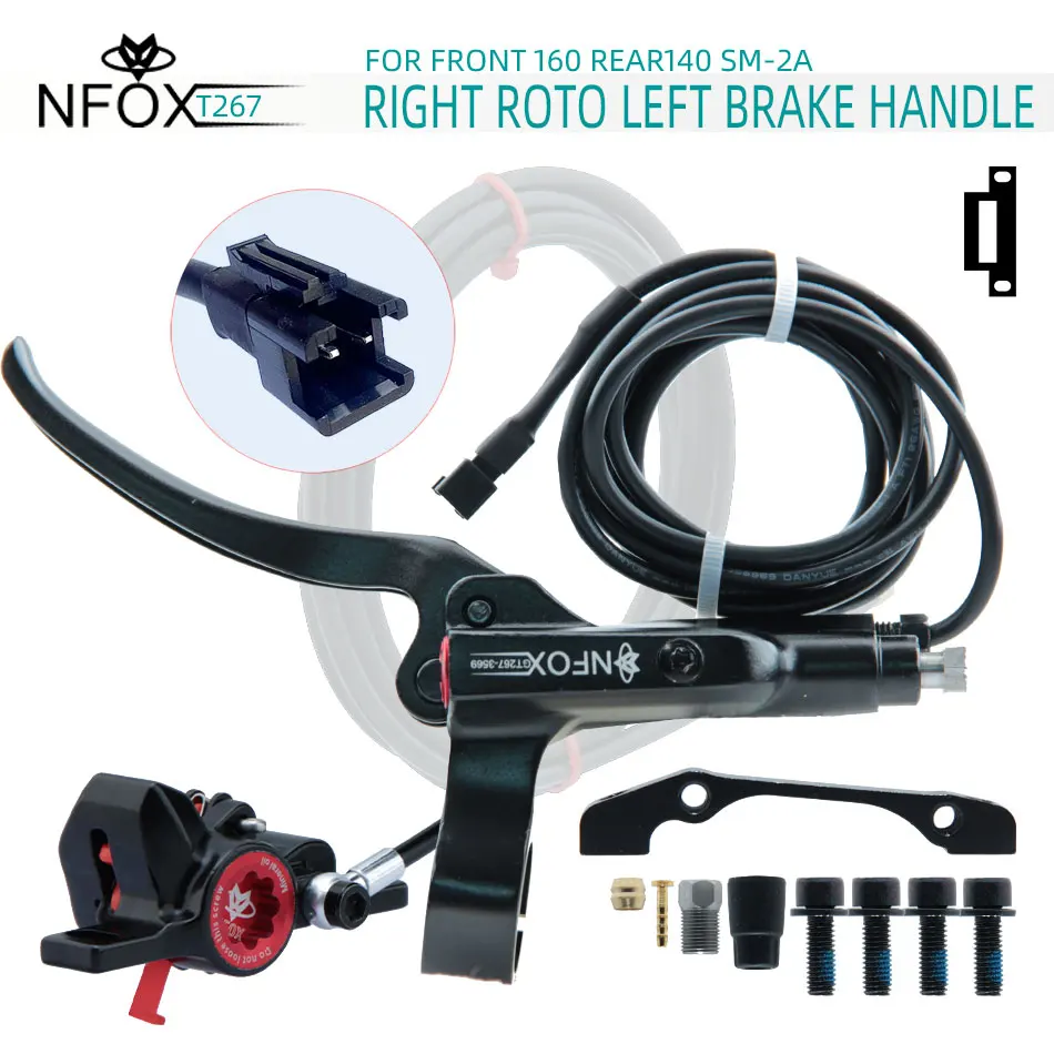 

Nfox GT267 Black Left Hand Front 1.5m hydraulic Oil Brake Power off Electric Bicycle Mountain scooter E-bike tube 2300 left disc