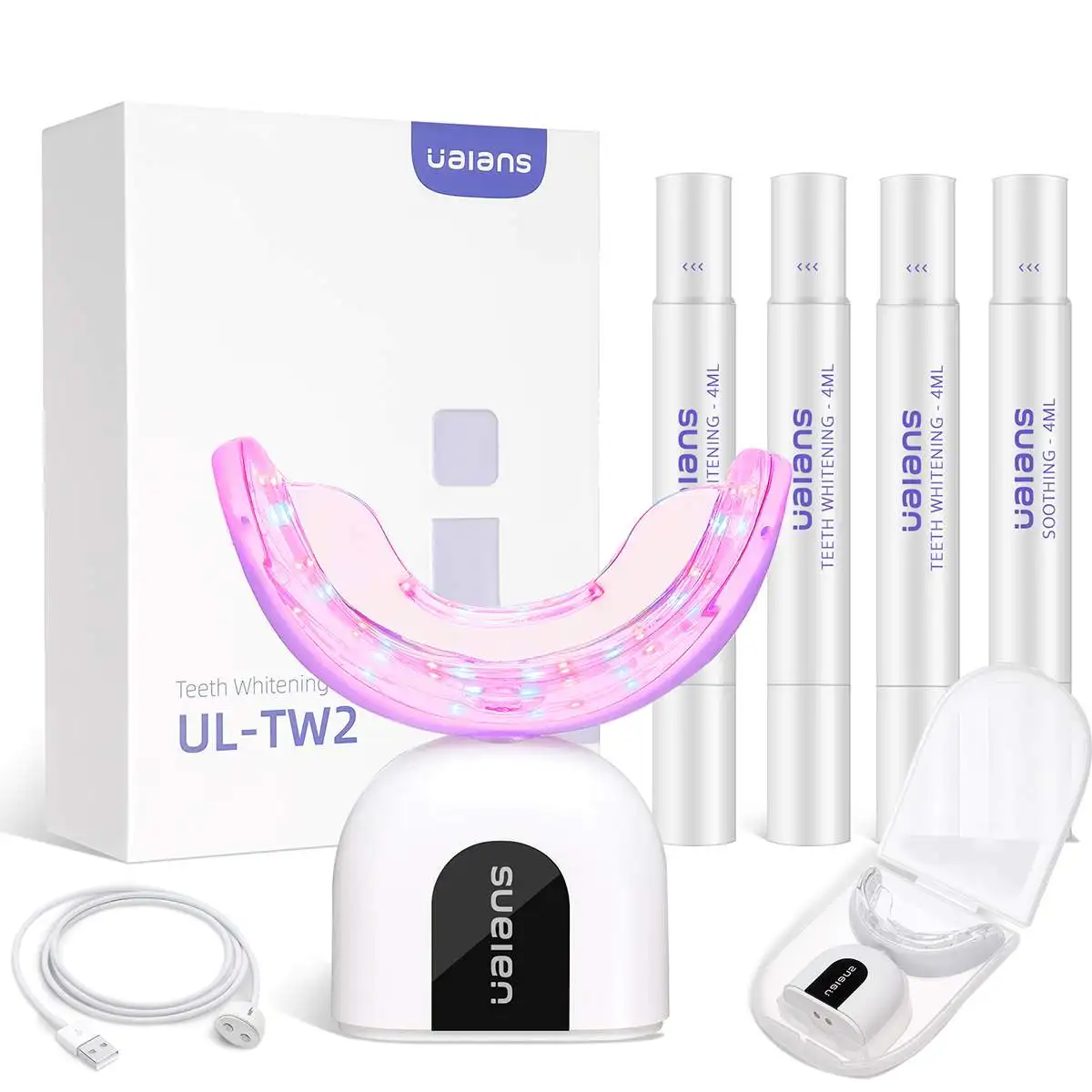 

UALANS TW2 Teeth Whitening Kit 6X LED Light Tooth Whitener With 35% Carbamide Peroxide With Magnetic Integration Charging Super