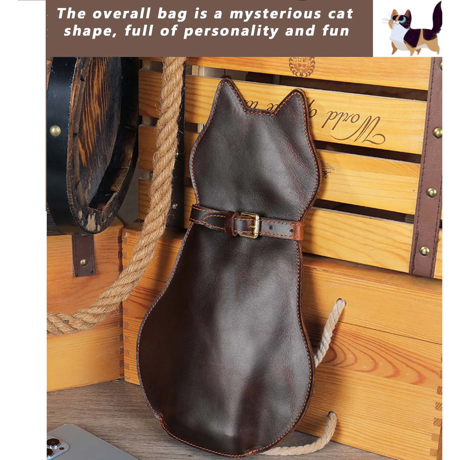 Кожаная сумка-мессенджер в форме кошки многофункциональная Водонепроницаемая