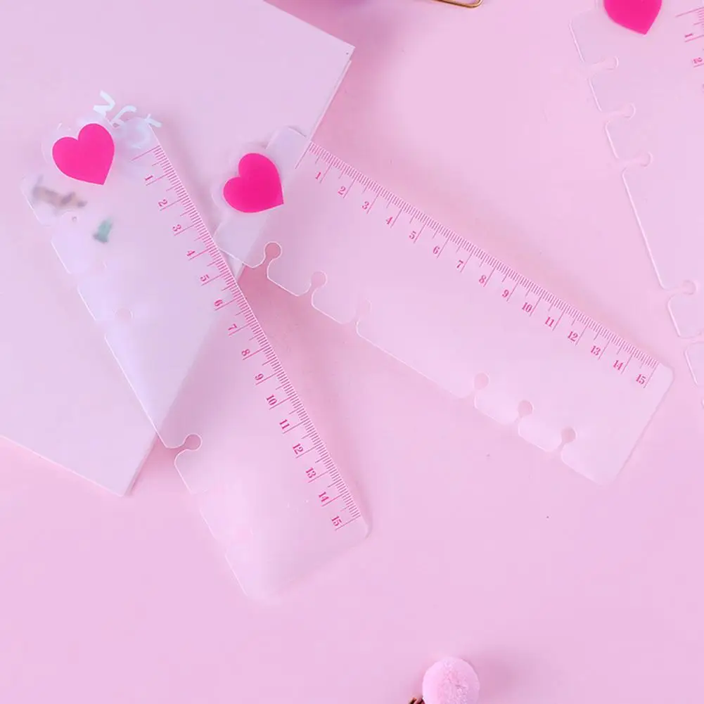

2Pcs Adorable Heart Pattern Bookmark Ruler Clear Pattern Precise PVC Scrapbook Ruler for Students