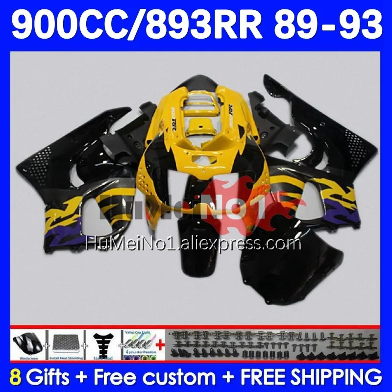 

Body For HONDA CBR893RR CBR 893RR 97No.102 CBR900 CBR893 RR 1989 1990 1991 1992 1993 CBR900RR 89 90 91 92 93 Fairing yellow blk