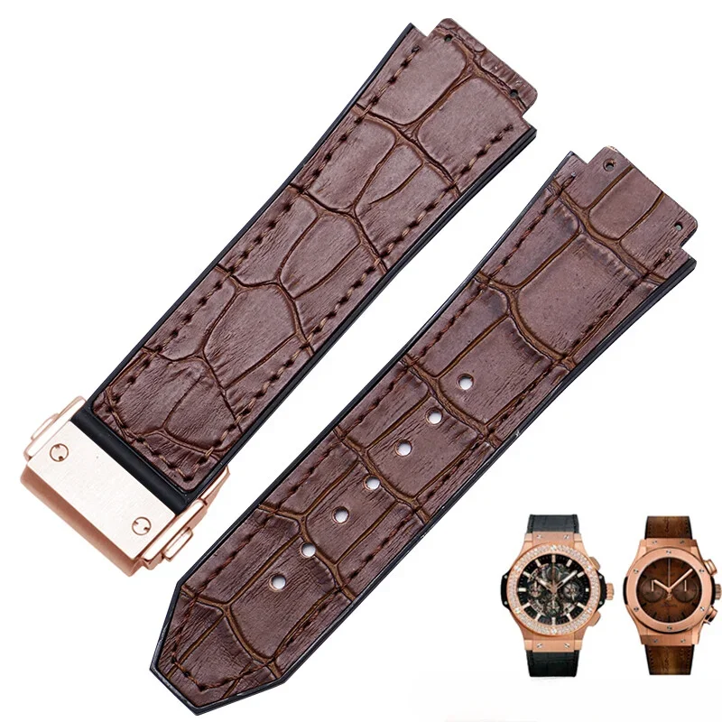 Резиновый ремешок для часов из нижней кожи Hublot Yuki Big Bang Fusion Classic Series кожаный 19 мм