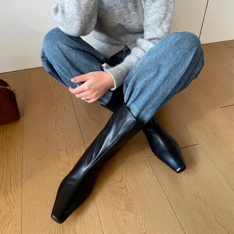 Arden Furtado/2024 средние ботинки из воловьей кожи на танкетке современные без шнуровки