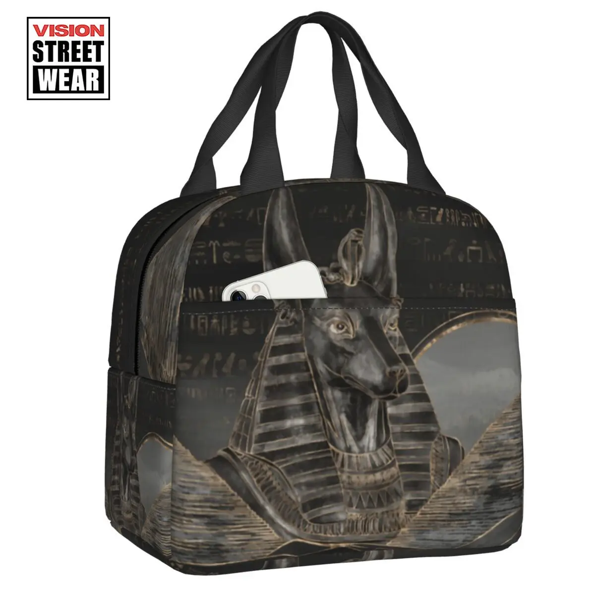 

2023 New Anubis On Egyptian Pyramids Landscape Insulated Lunch Bag Resuable Ethnic Ancient Egypt Thermal Cooler Lunch Tote
