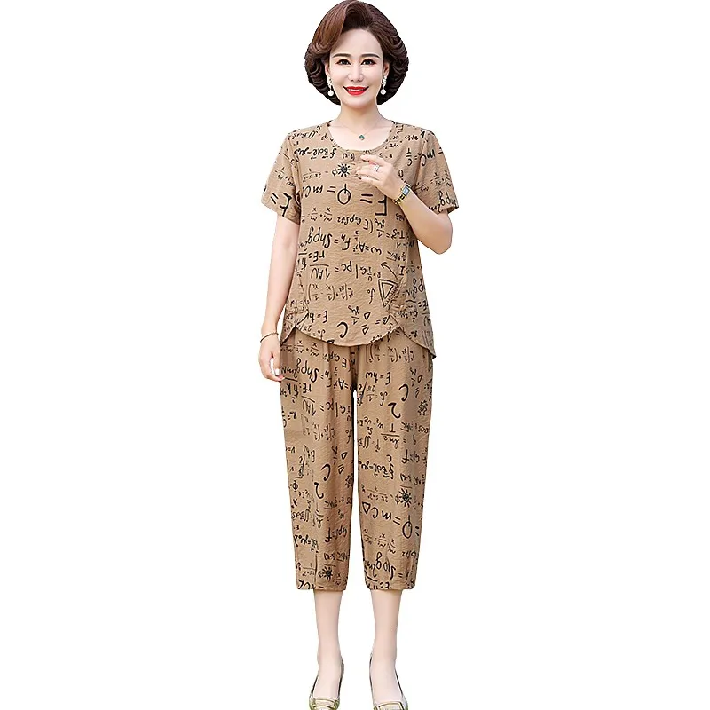 

Женский летний костюм, футболка с коротким рукавом, укороченные брюки Harlan, Модный комплект из двух предметов из хлопка и льна
