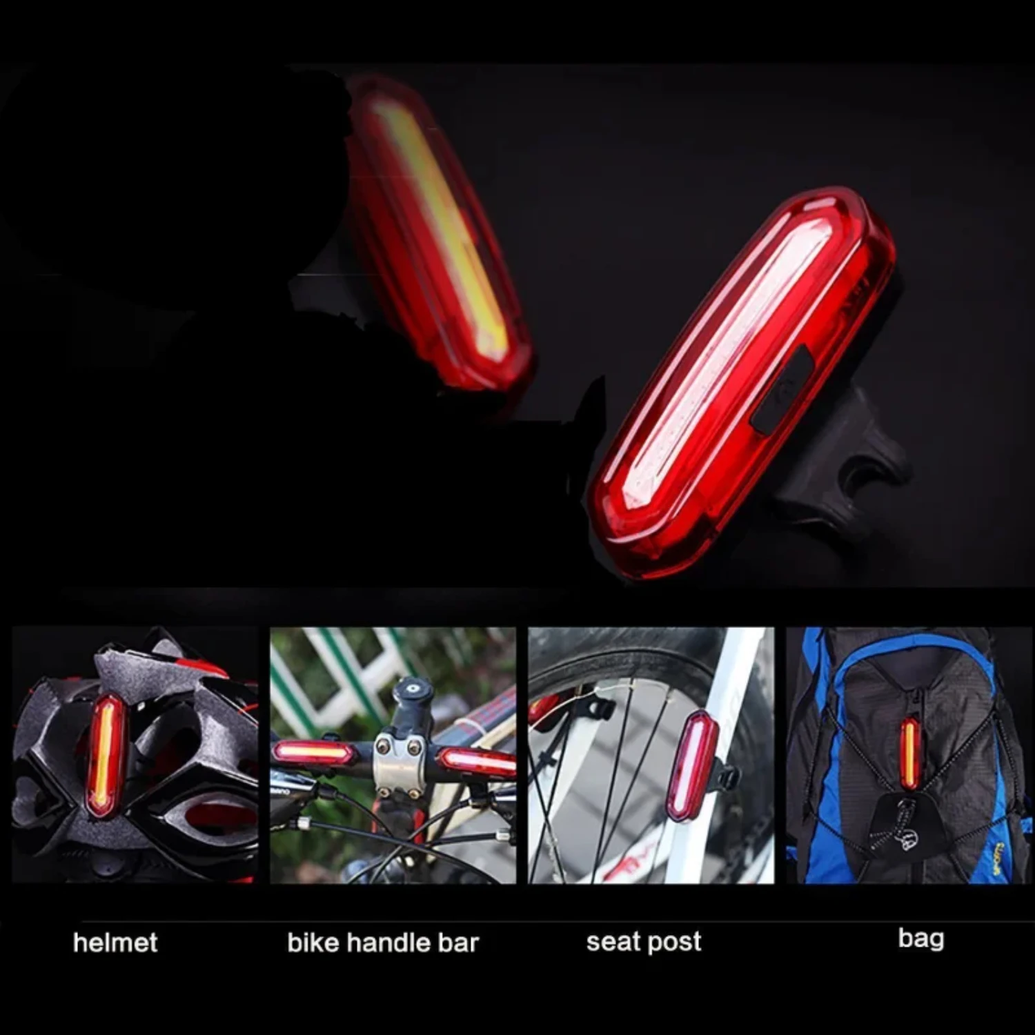 Задний фонарь для велосипеда 120 люмен перезаряжаемый через USB водонепроницаемый