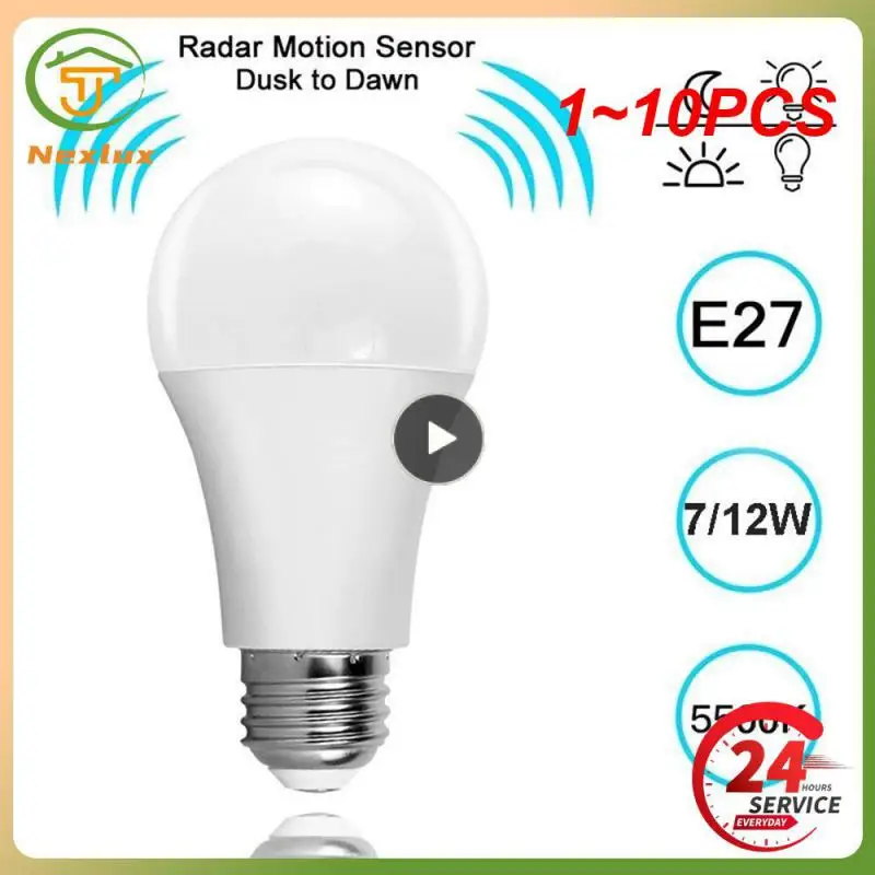 

Умная лампа с холодным белым светом, энергосберегающая лампа с датчиком освещенности, для спальни, 1 ~ 10 шт., 5/7/9/12 Вт