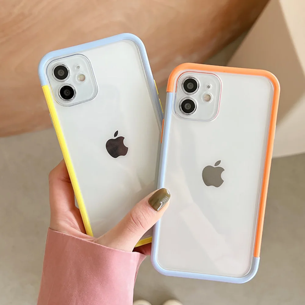 

Candy Transparent Phone Case For Iphone 13 Pro Max 11 12 Pro Border Shockproof Clear Back Funda Bumper Iphone X XS Max XR Capa