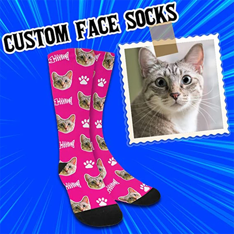 

Autonomous Design Custom Pet Cat Socks Cartoon Fish Bone Cat Claw Printing Fashion Cotton Long Sock Family Friends Gifts Neutral