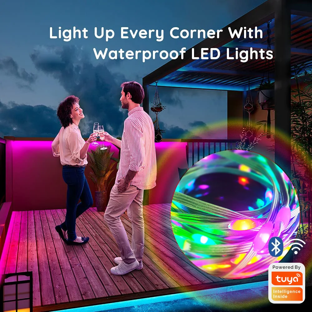 

Tuya WiFi Bluetooth Globe Fairy Lights Outdoor RGB Garland Festoon LED String Lights Party Garden Wedding Decor Work Dual mode
